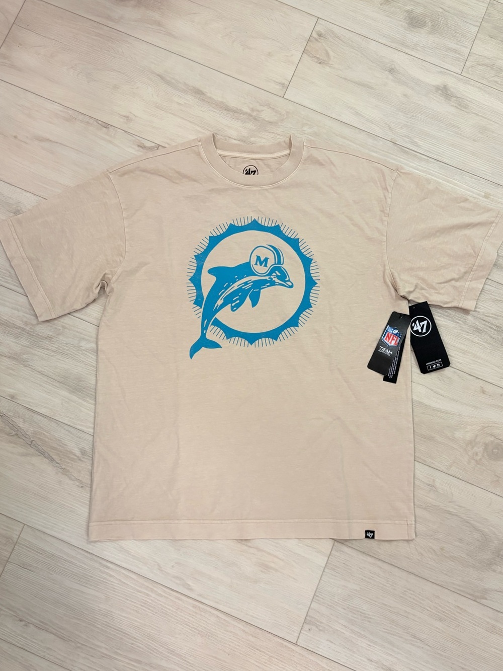 Men's '47 Tan Miami Dolphins Throwback T-Shirt Large